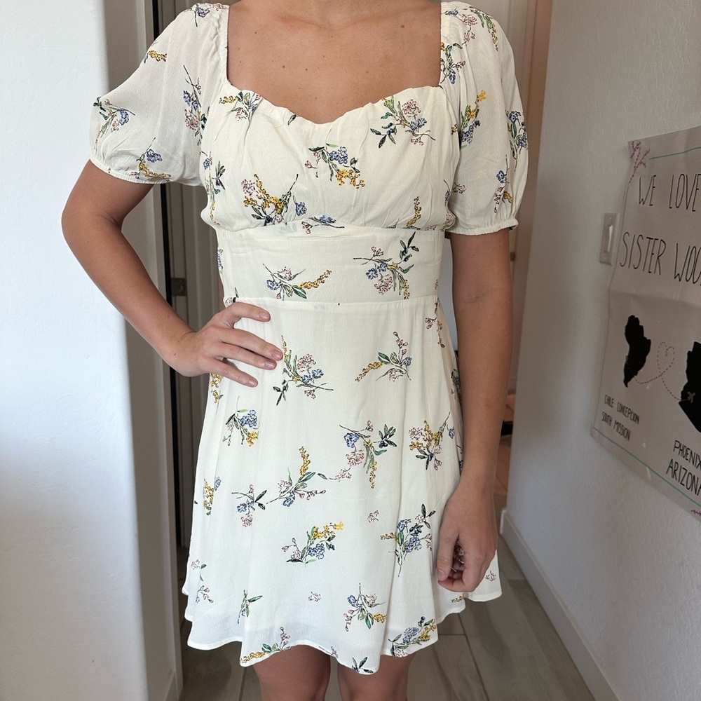 Lulu's Cream Floral Mini Dress
